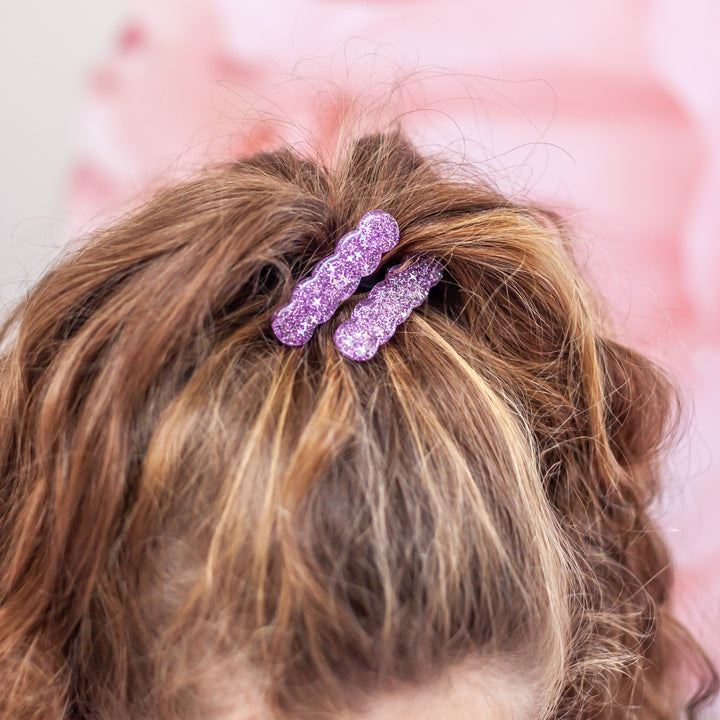 Glitter Hair Clips - Purple Sparkle