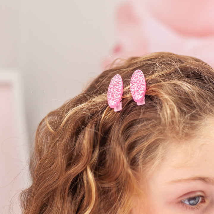 Glitter Hair Clips - Pink Sparkle