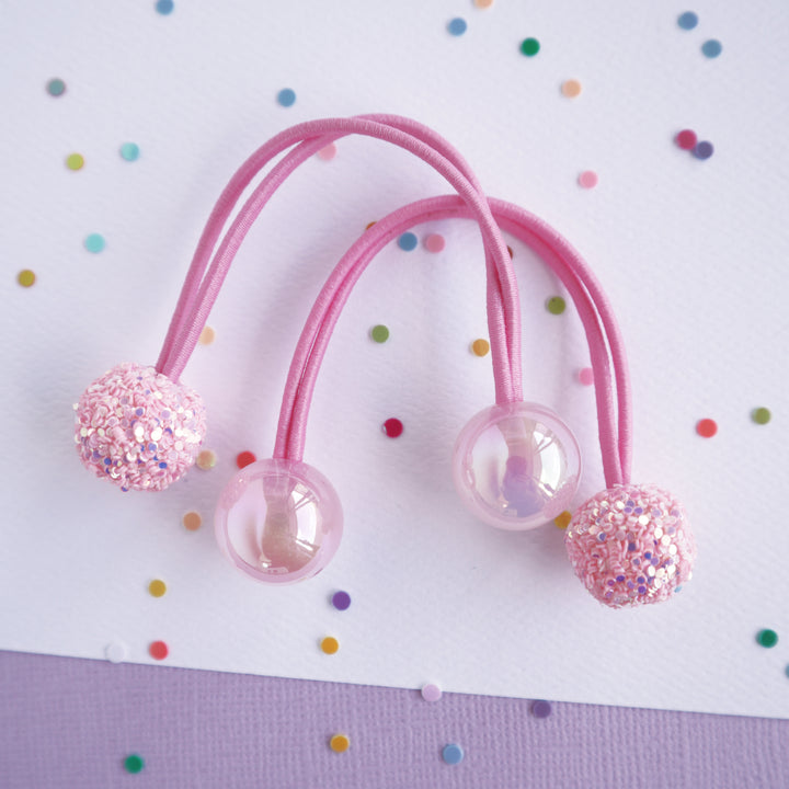 Sparkle Gem Hair Bobbles - Pink