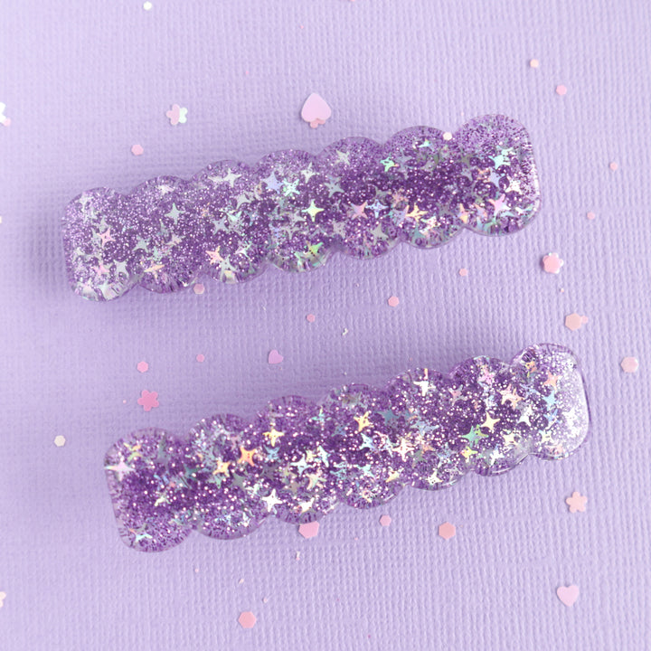 Glitter Hair Clips - Purple Sparkle